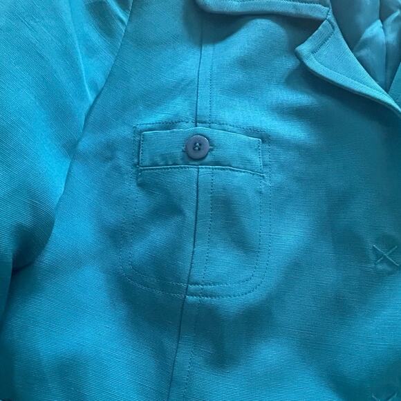 Talbots Collection Linen Silk Blue Lightweight Blazer Jacket Pockets Womens Sz 8 - Picture 5 of 9